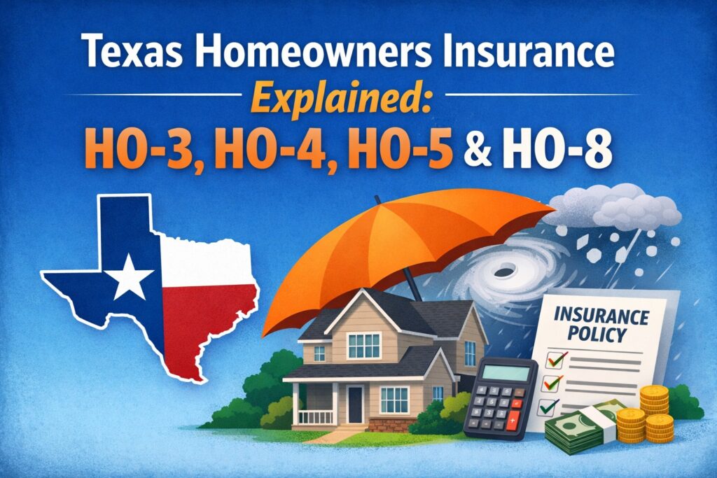 Texas homeowners insurance policies HO-3 HO-4 HO-5 HO-8 explained for P&C exam