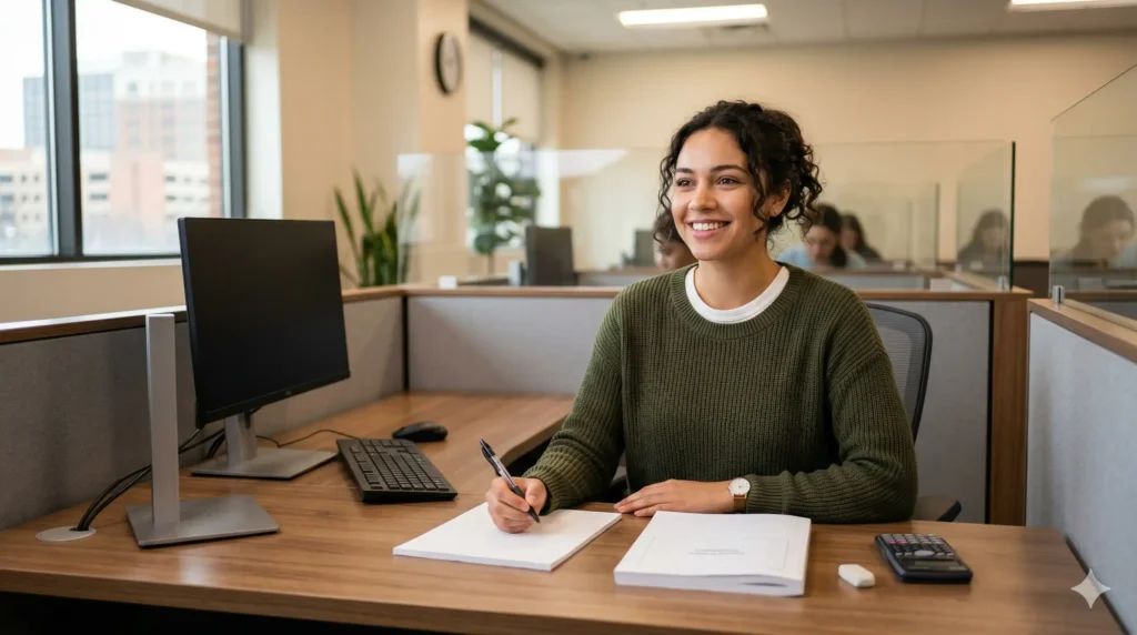 Confident student at a Texas insurance exam testing center